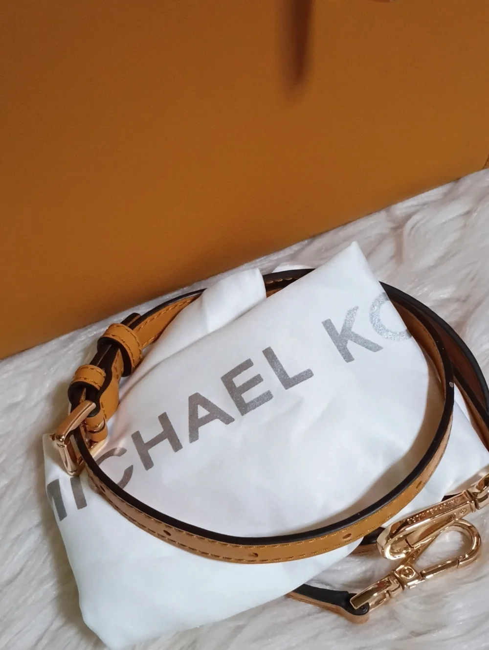 Michael Kors saffiano Leather satchel in marigold